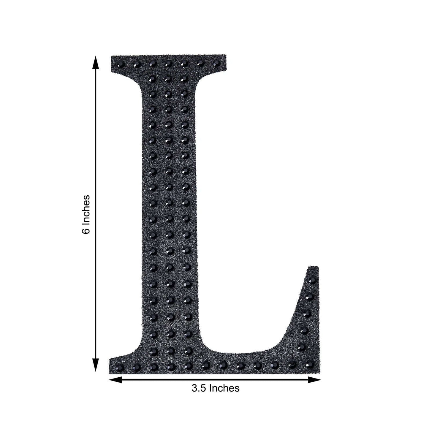 Decorative Rhinestone Alphabet "L" Letter Stickers, Glitter Adhesive Craft Letters Black DIY Sparkle Embellishments 6"