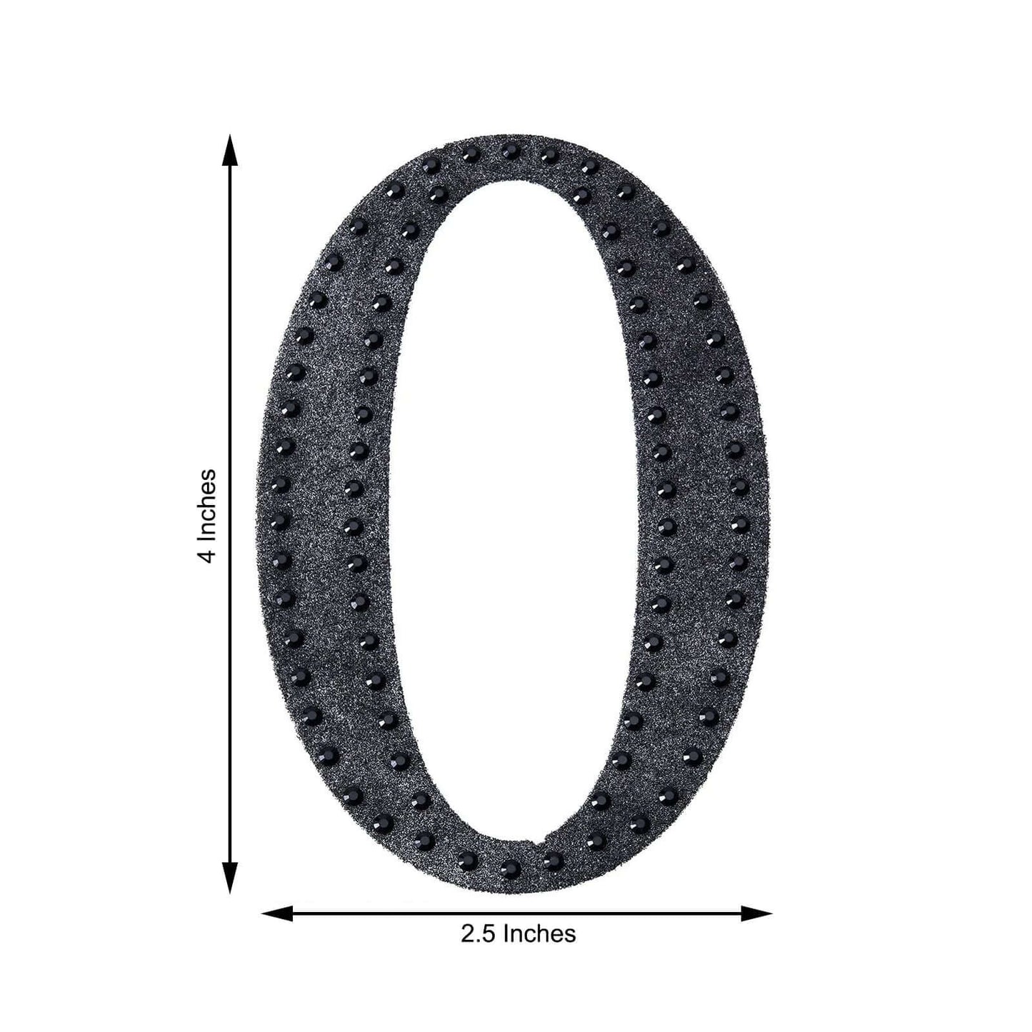 Decorative Rhinestone Alphabet "O" Letter Stickers, Glitter Adhesive Craft Letters Black DIY Sparkle Embellishments 4"