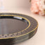 10-Pack Plastic 7.5" Round Dessert Plates in Black with Gold 3D Polka Dotted Rim - Durable Disposable Appetizer Salad Plates for Modern Themed Events & Banquets
