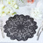 6-Pack Dining Table Mats Floral Lace Design Black - Vinyl Non-Slip Surface with Vintage Appeal 15"