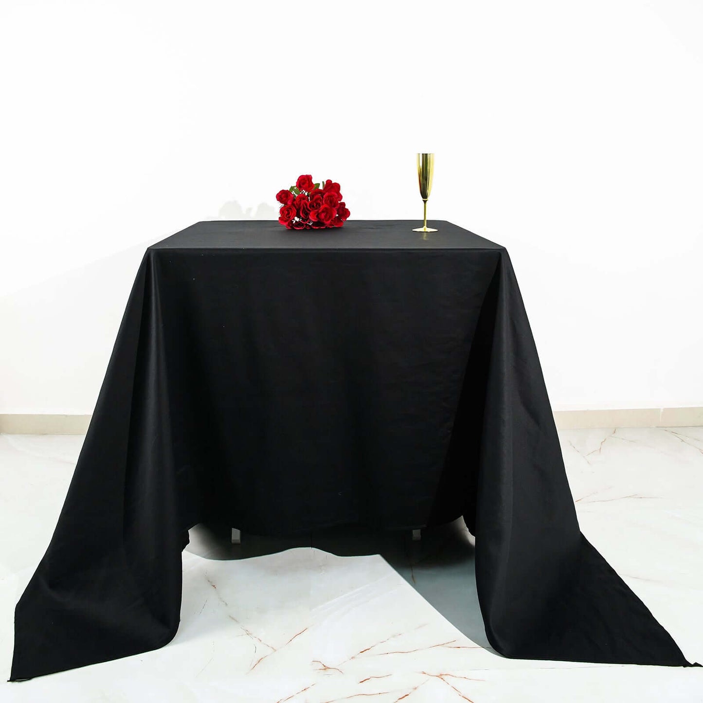 100% Cotton 90"x90" Square Tablecloth Black Linen - Soft & Breathable Fabric Table Cover