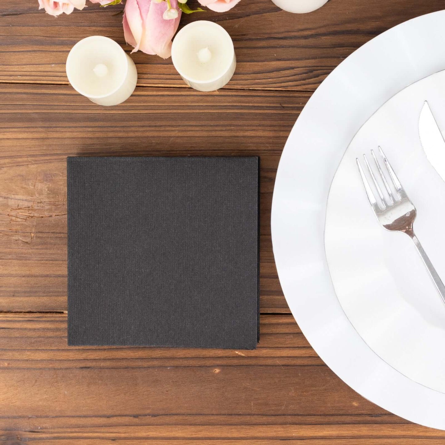 20 Pack Linen-Like Paper 5"x5" Napkins Black - Highly Absorbent Airlaid Napkins