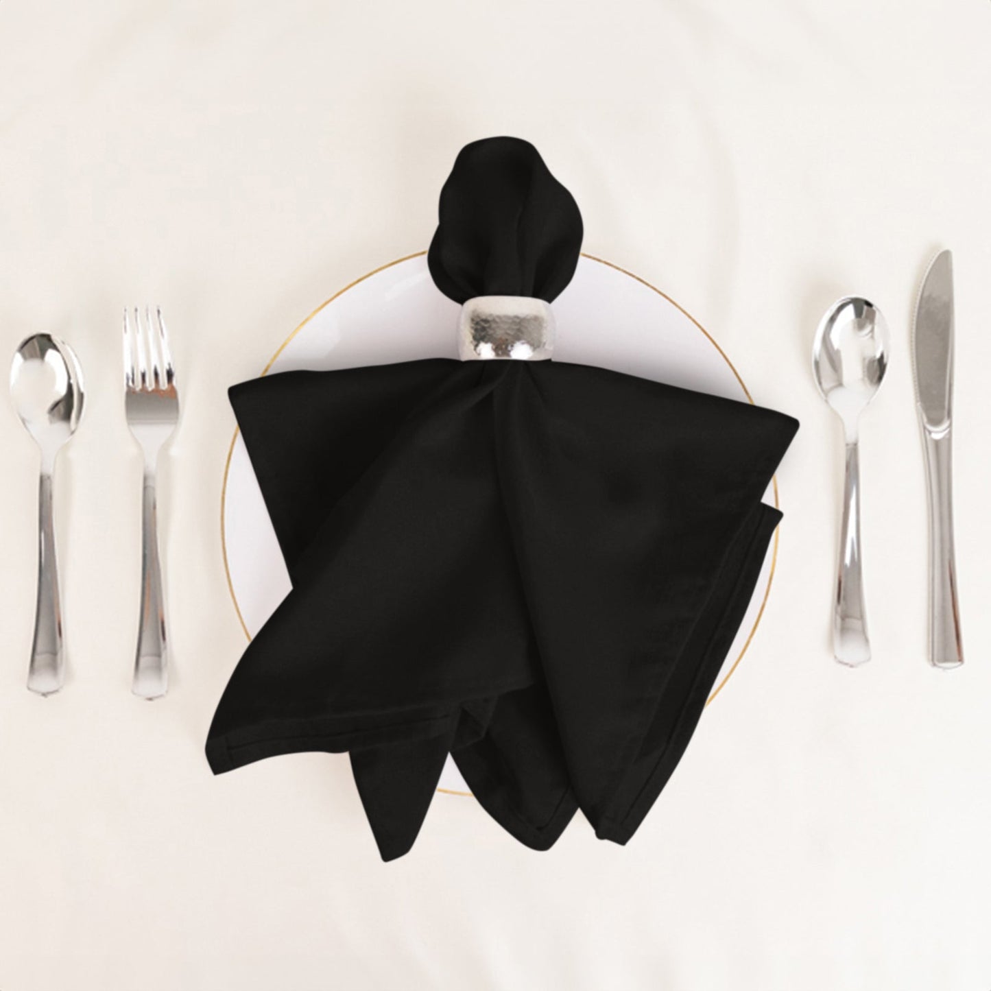 5 Pack Cotton Blend 20"x20" Napkins Black - Wrinkle-Resistant & Washable Dinner Napkins