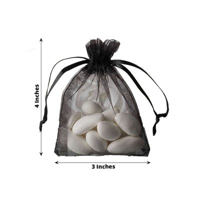 10 Pack 3"x4" Black Organza Drawstring Wedding Party Favor Gift Bags - Clearance SALE
