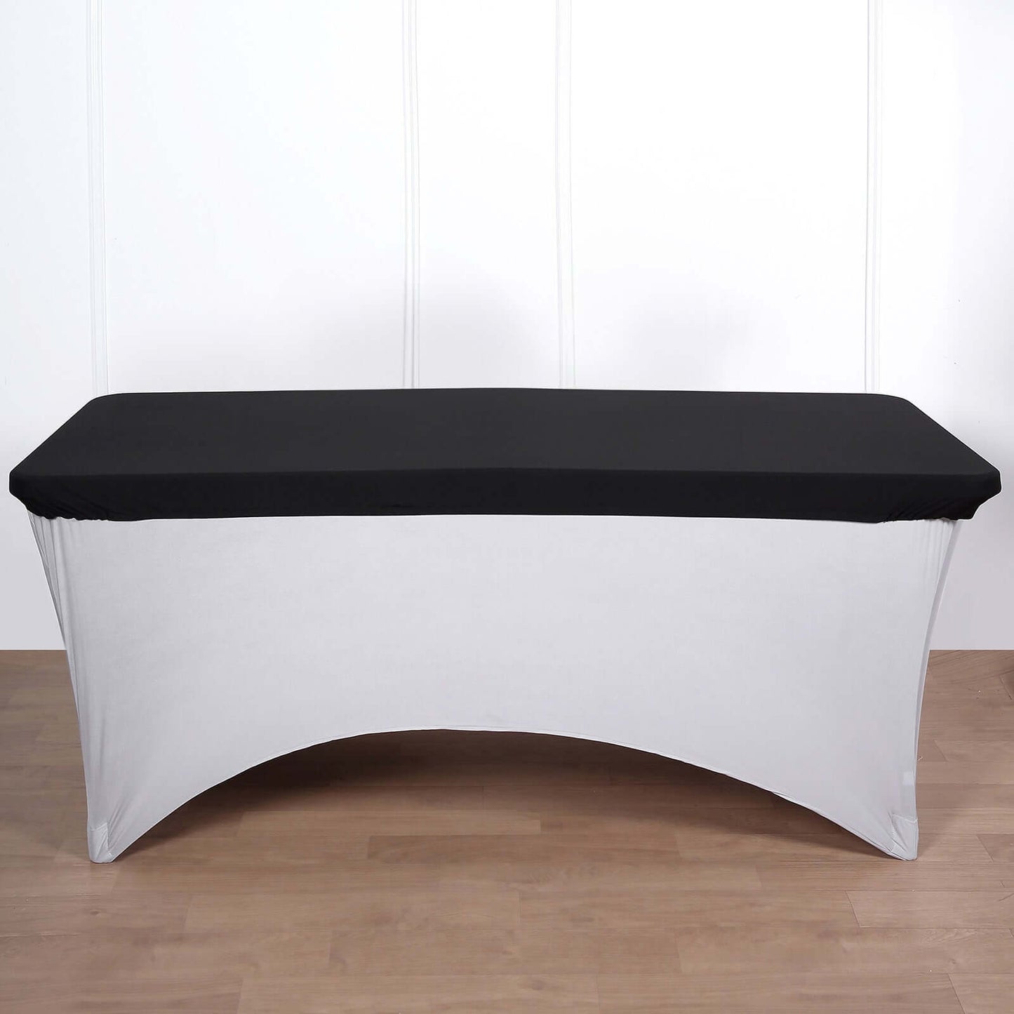 Stretch Spandex 72"x30" Rectangle Tablecloth Top Cover Black - Durable Fitted Table Topper Cap