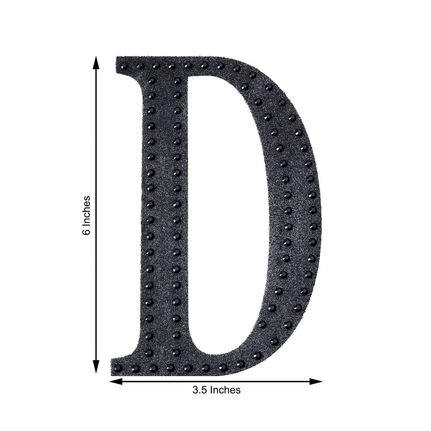 Decorative Rhinestone Alphabet "D" Letter Stickers, Glitter Adhesive Craft Letters Black DIY Sparkle Embellishments 6"