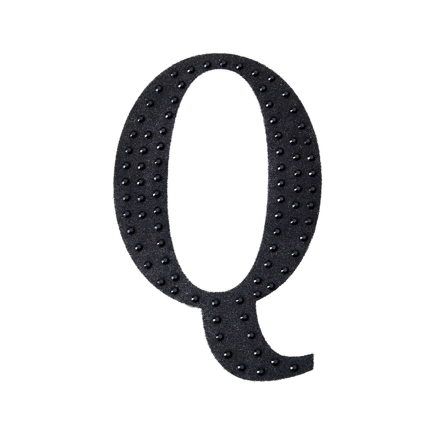 Decorative Rhinestone Alphabet "Q" Letter Stickers, Glitter Adhesive Craft Letters Black DIY Sparkle Embellishments 6"