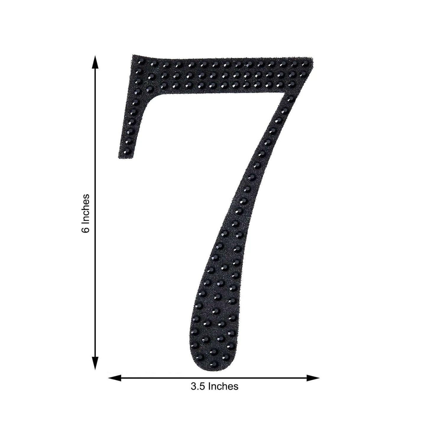 Decorative Rhinestone Number "7" Stickers, Glitter Adhesive Craft Numbers Black DIY Sparkle Embellishments 6"