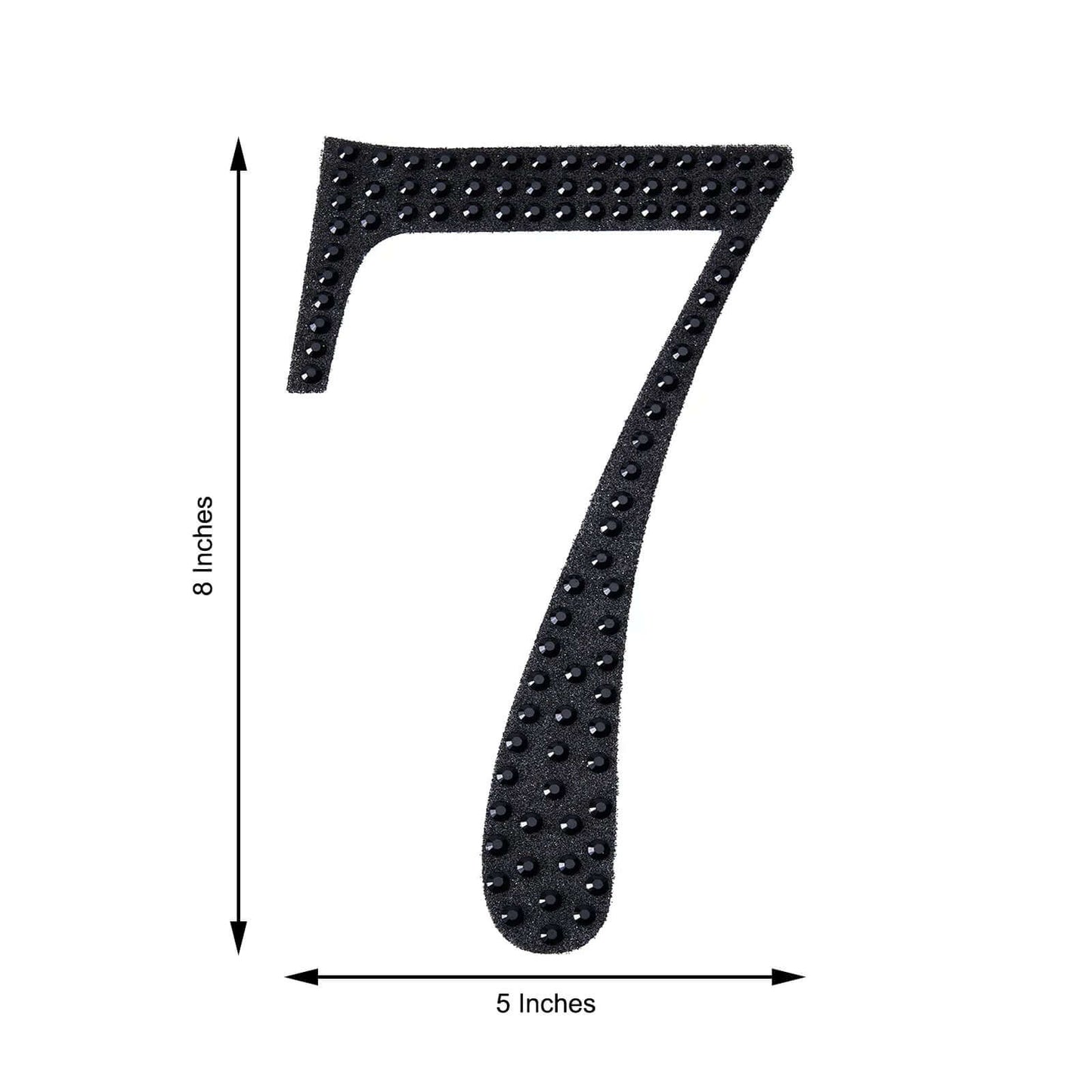 Decorative Rhinestone Number "7" Stickers, Glitter Adhesive Craft Numbers Black DIY Sparkle Embellishments 8"