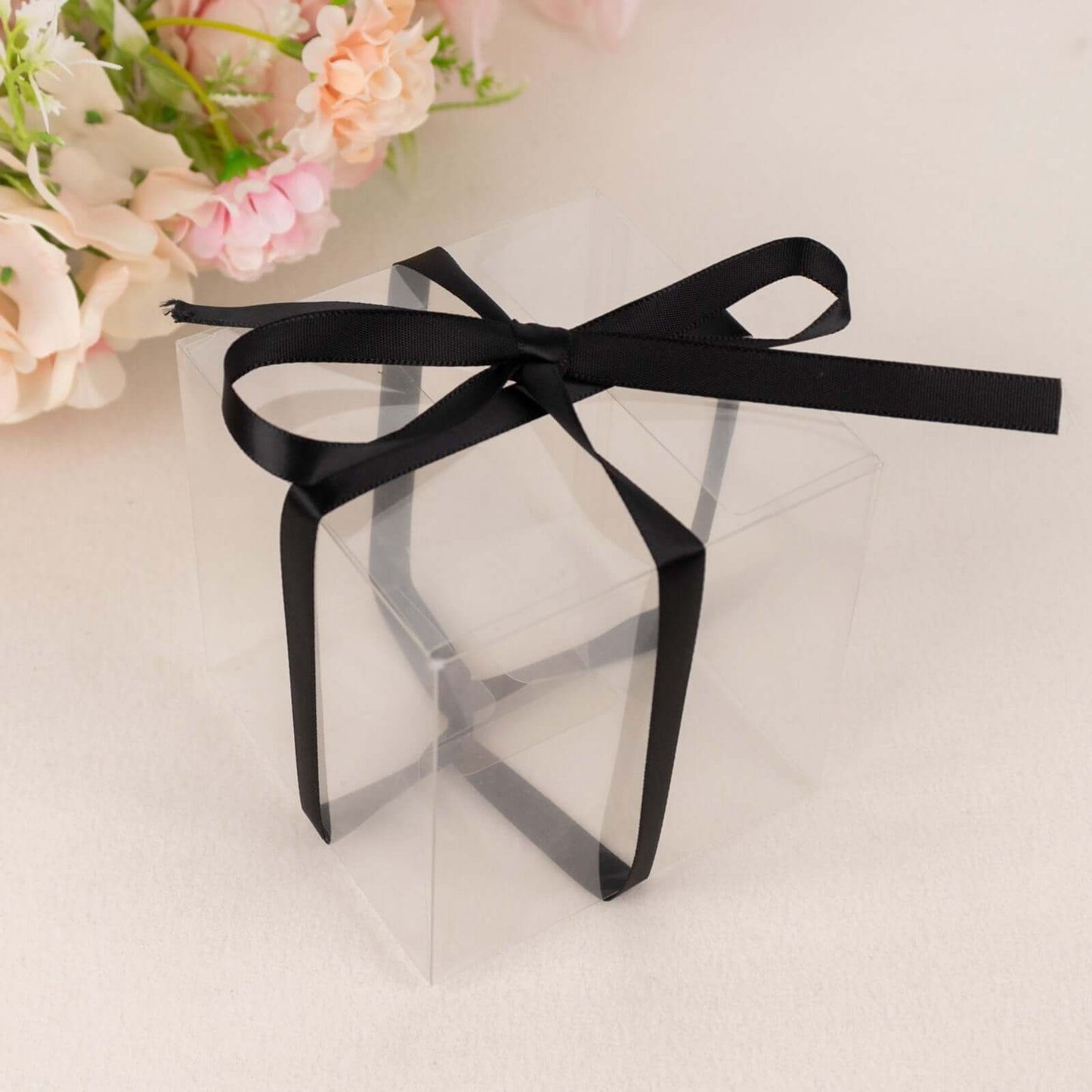 100 Yards 3/8" Black Single Face Decorative Satin Ribbon