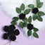 24 Roses 2" Black Artificial Foam Flowers With Stem Wire and Leaves