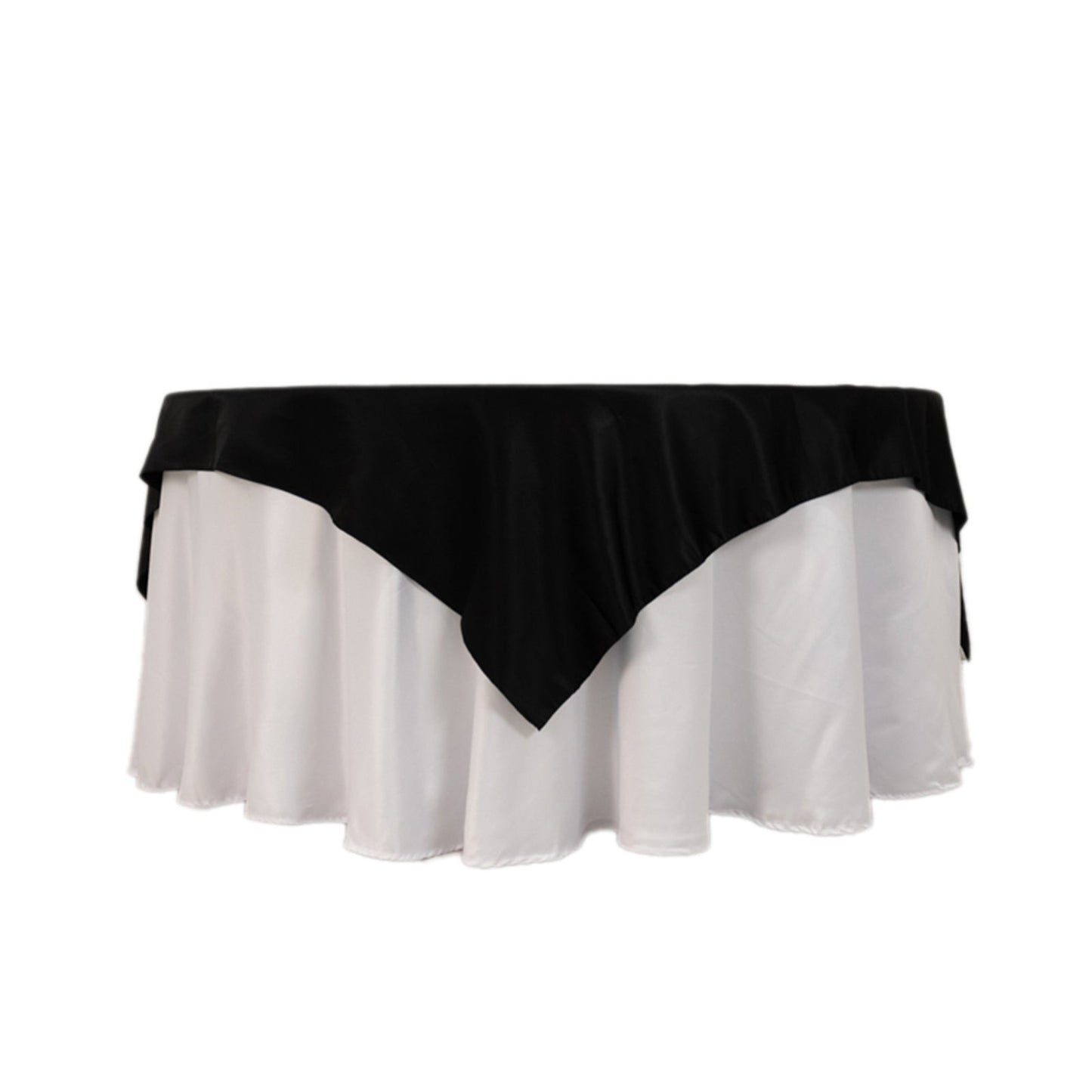 Lamour Satin 72"x72" Table Overlay Square Tablecloth Black - Smooth Finish for Luxurious Events