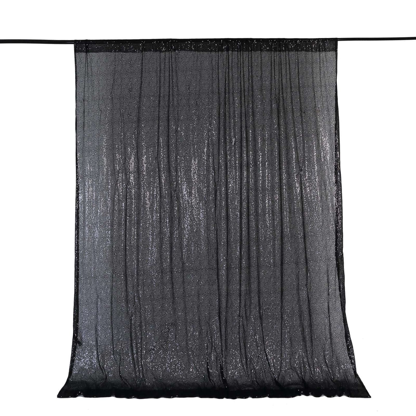 8ftx8ft Black Sequin Event Curtain Drapes, Backdrop Event Panel