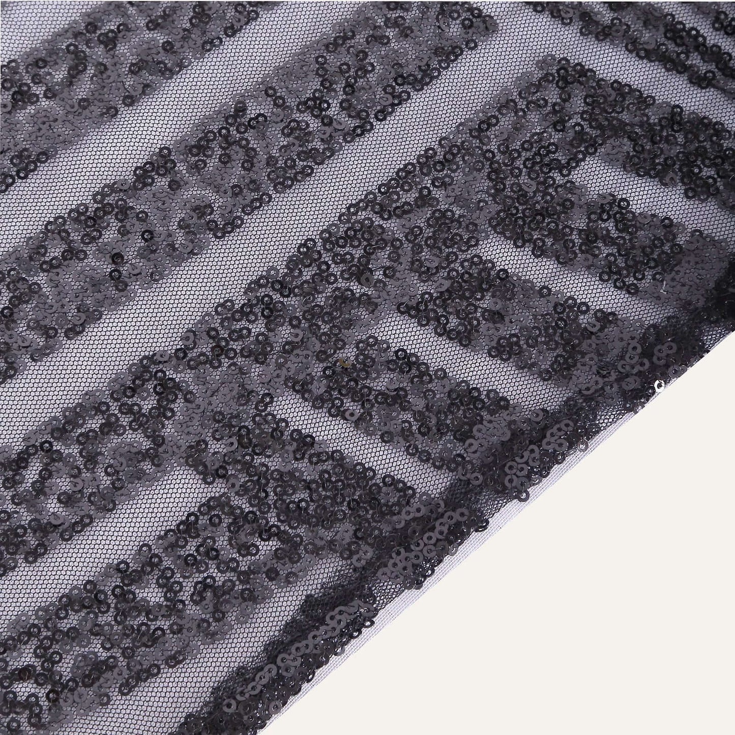 Sequin 12"x108" Table Runner Black - Diamond Glitz Design