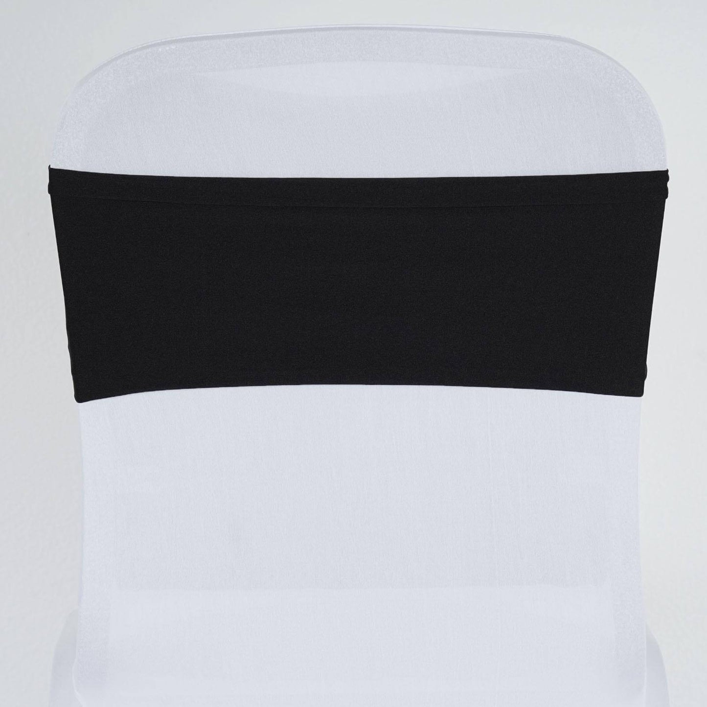 5 Pack Stretch Spandex Chair Sashes Black - Fitted Finish Two Ply Heavy Duty Chair Bands 5"x12"