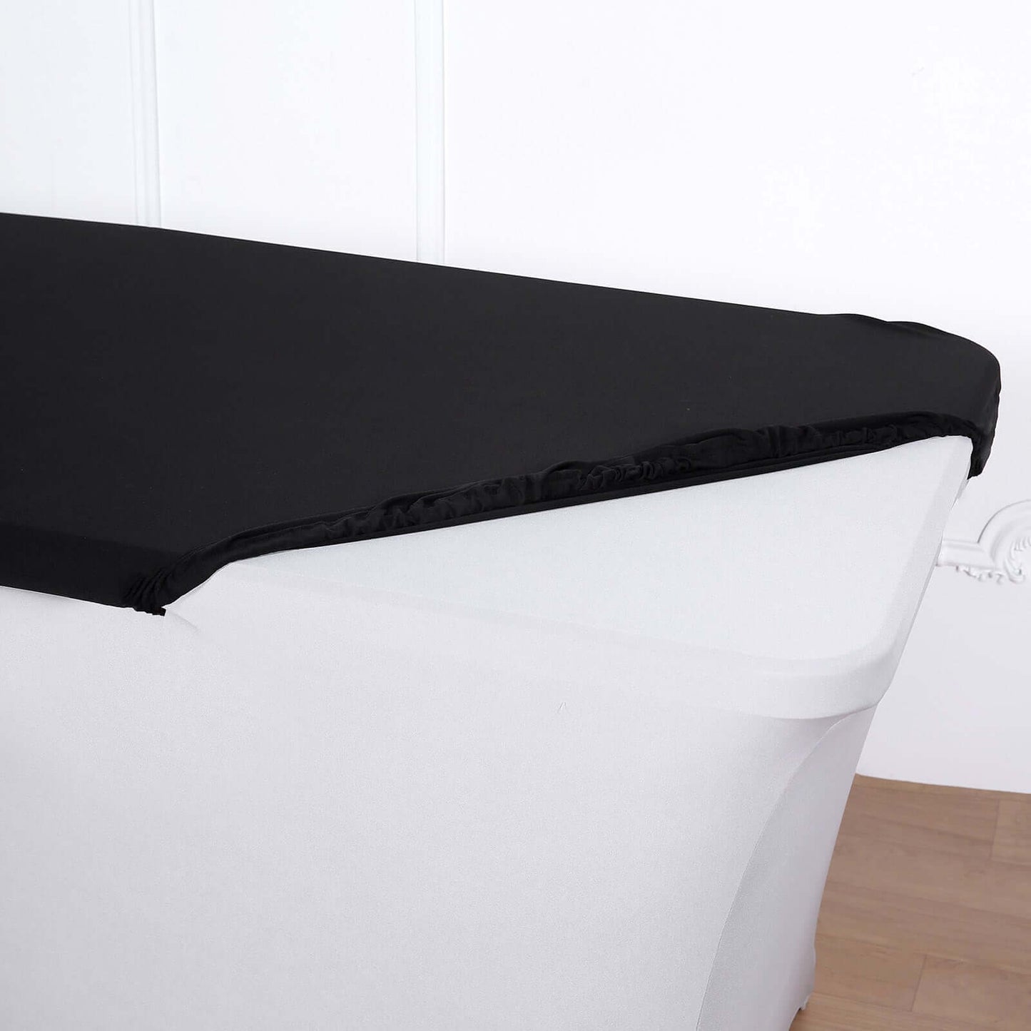 Stretch Spandex 72"x30" Rectangle Tablecloth Top Cover Black - Durable Fitted Table Topper Cap
