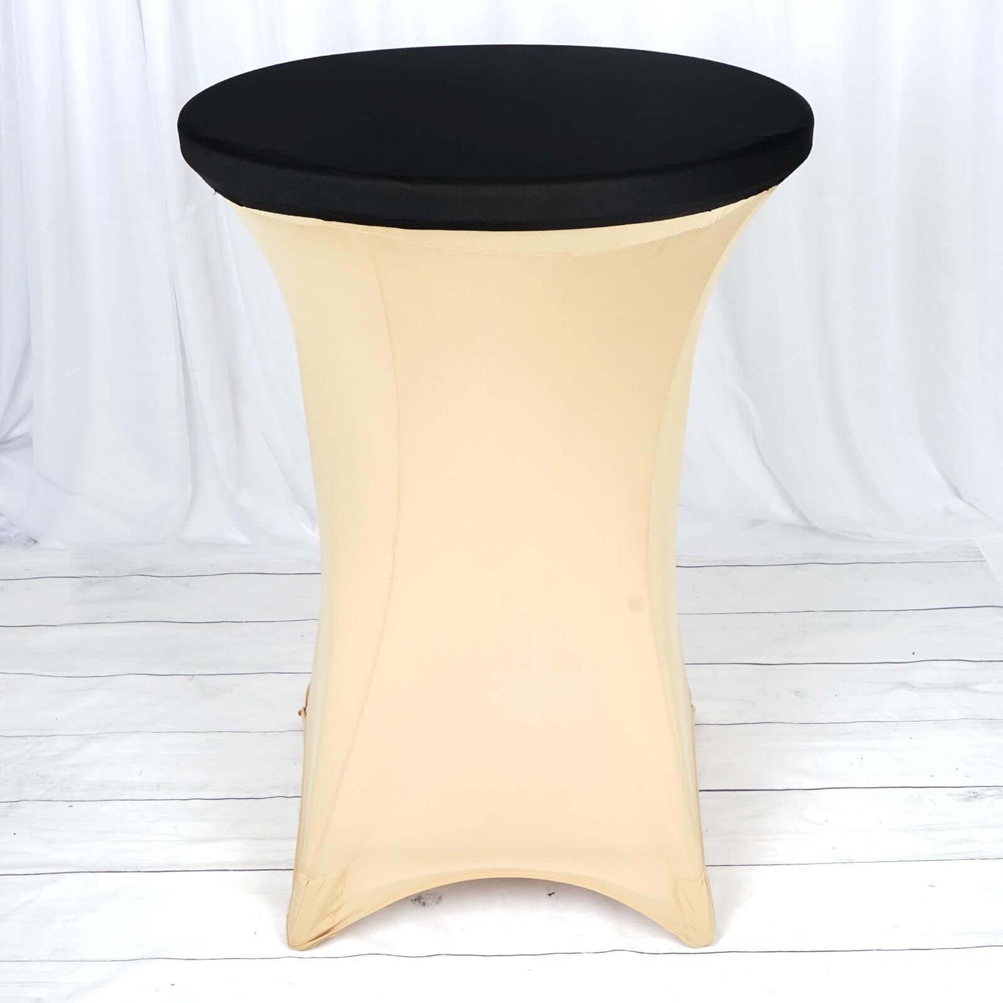 Spandex Table Top Cover Black Fitted Cocktail Topper - Wrinkle-Free Table Topper