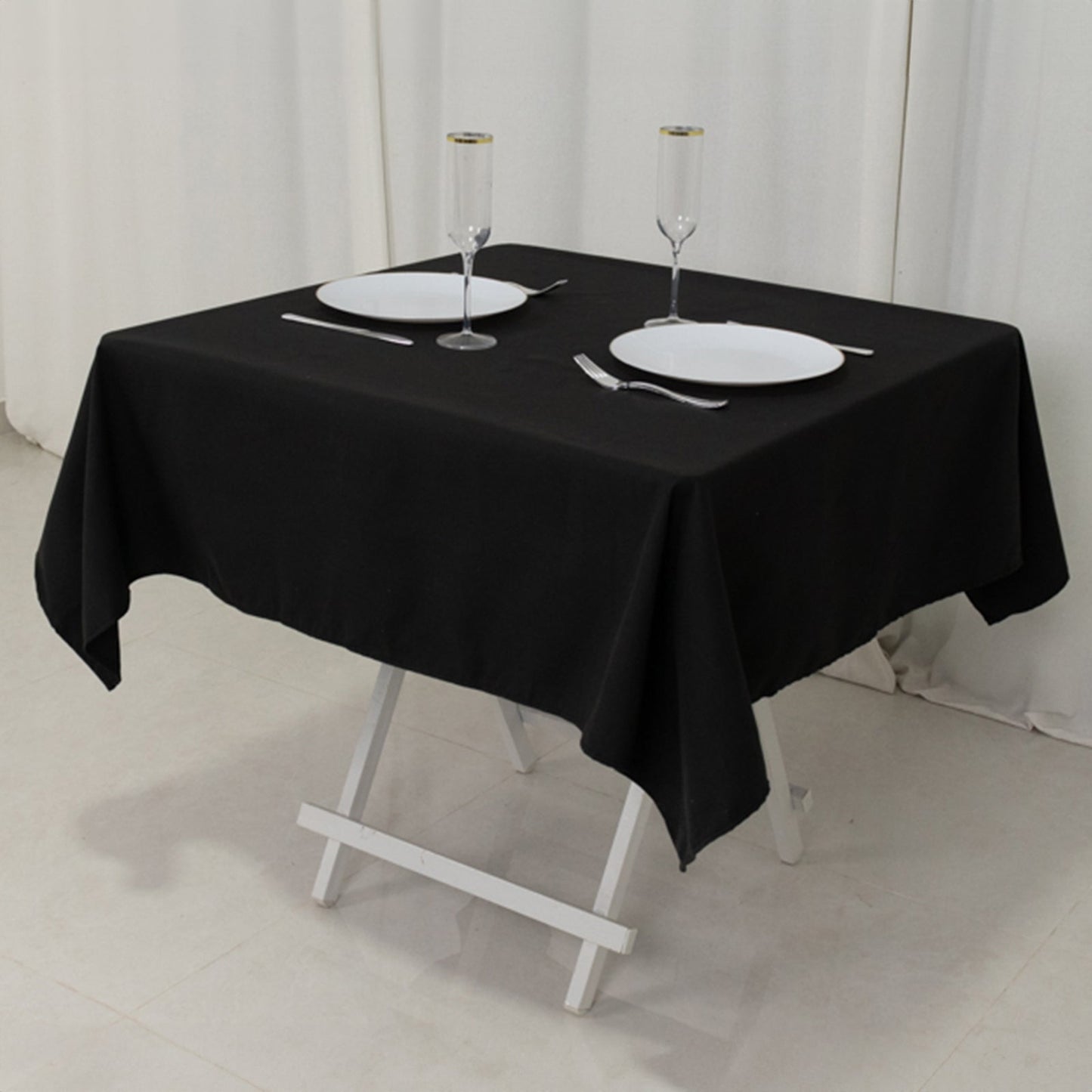 Cotton Blend 54"x54" Square Tablecloth Black - Wrinkle-Resistant Finish for Modern Table Settings