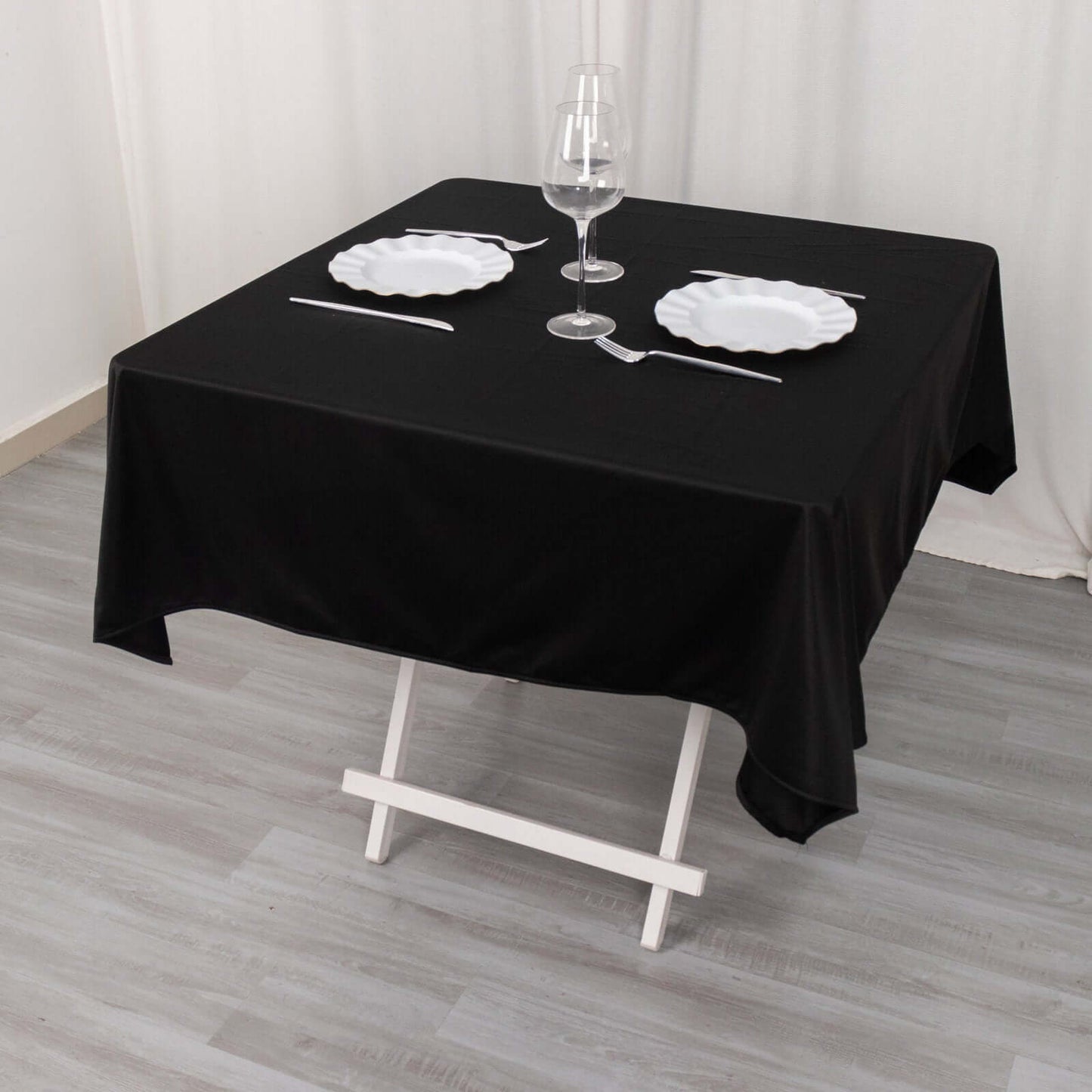Scuba Square 54"x54" Tablecloth Black - Wrinkle Free & Stain Resistant Table Cover