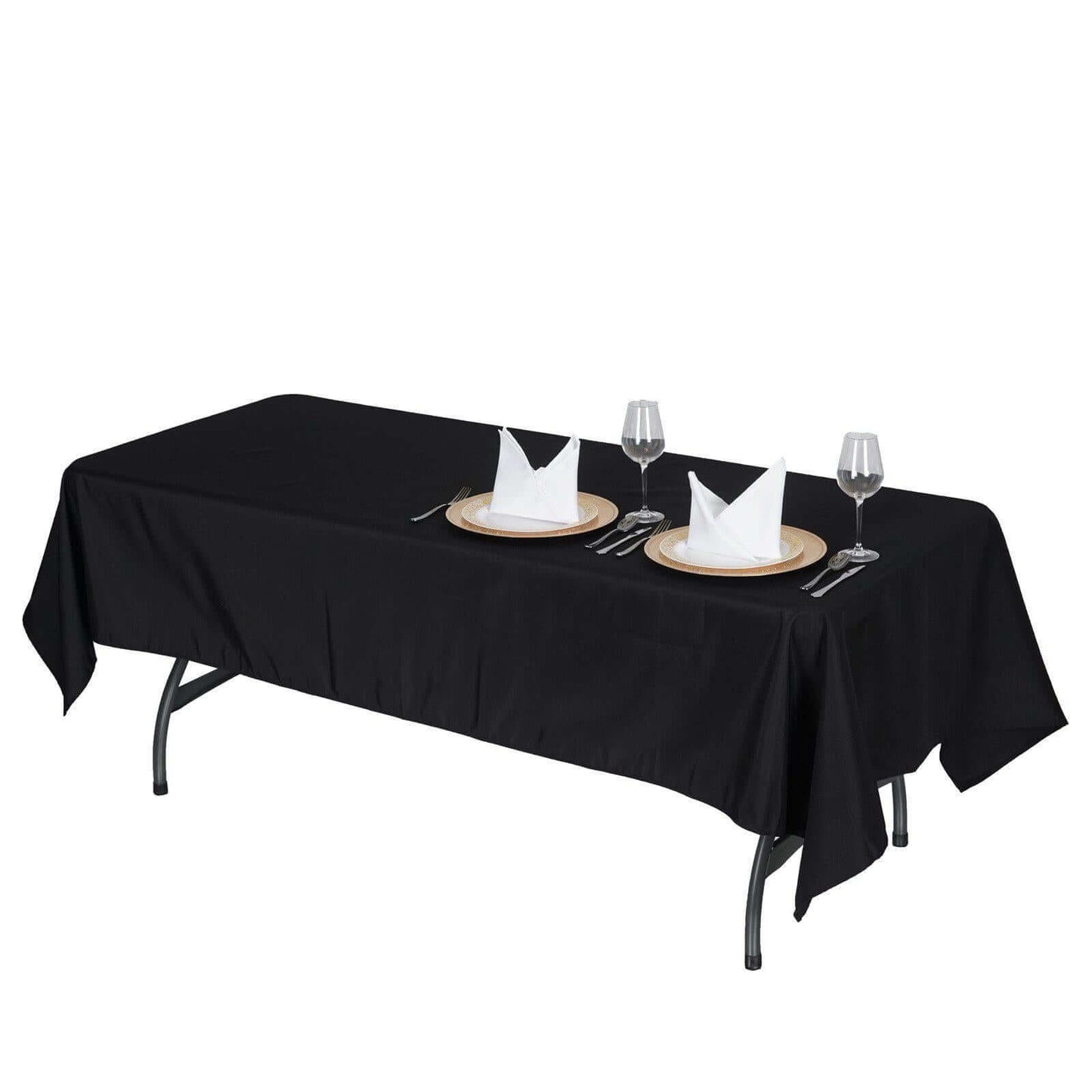 Premium Polyester 60"x102" Rectangle Tablecloth Black - Durable 220GSM Wrinkle-Resistant Table Cover for Weddings & Events