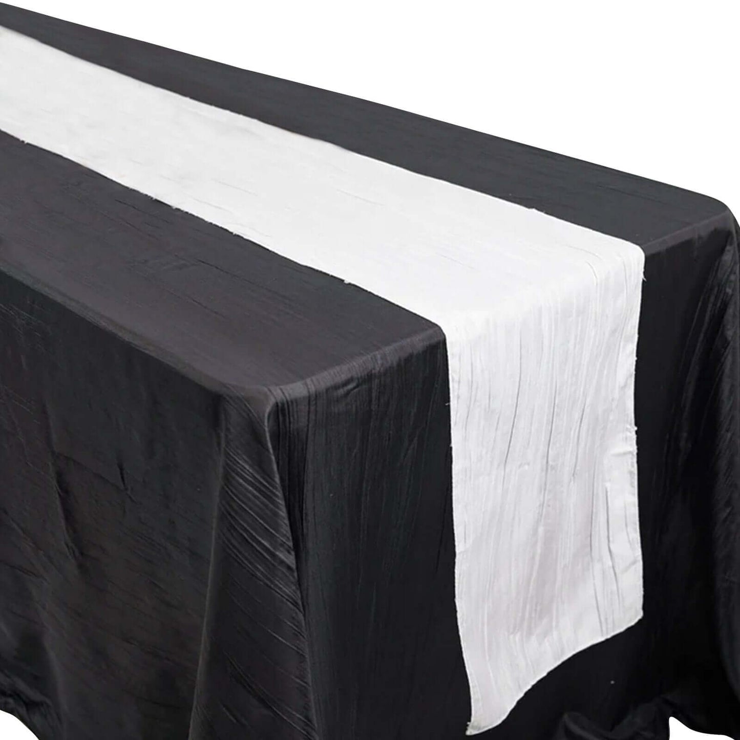Taffeta 12"x108" Table Runner White - Accordion Crinkle Design for Modern Gatherings