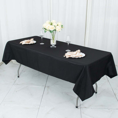 Premium Polyester 54"x96" Rectangle Tablecloth Black - Durable 220GSM Stain-Resistant Fabric Table Cover