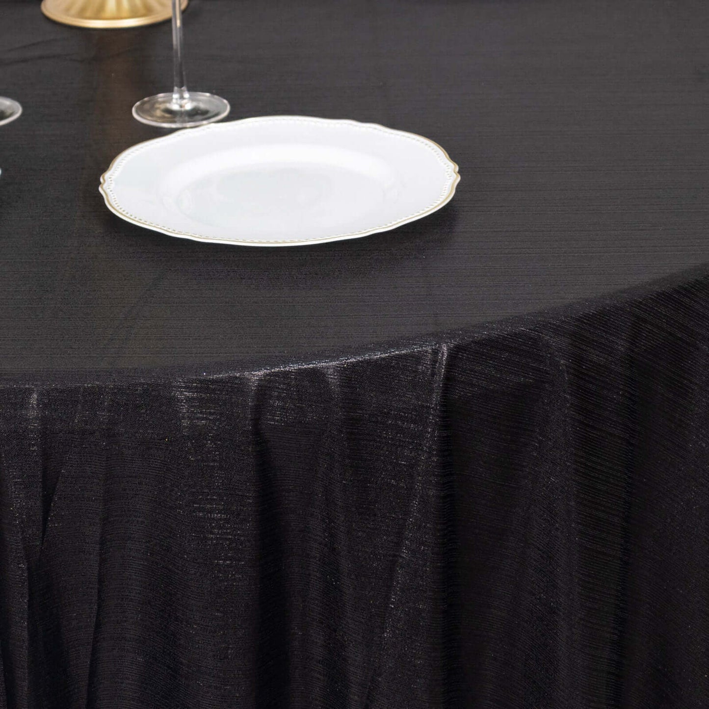 Sequin Dots Polyester Round 120" Tablecloth Shimmering Black - Wrinkle Free & Sparkling Table Cover