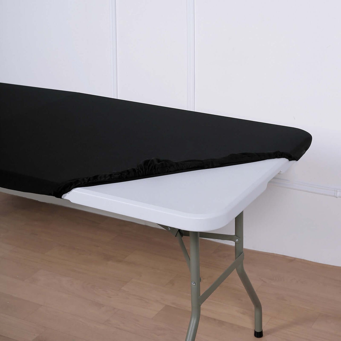 Stretch Spandex 72"x30" Rectangle Tablecloth Top Cover Black - Durable Fitted Table Topper Cap