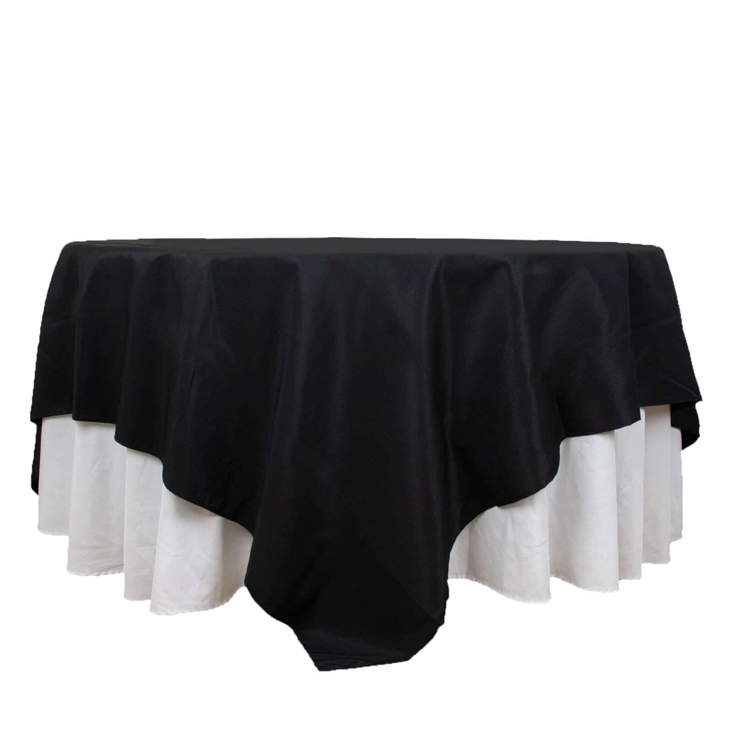 Premium Polyester 90"x90" Table Overlay Square Tablecloth Black 220GSM Wrinkle-Resistant Table Cover