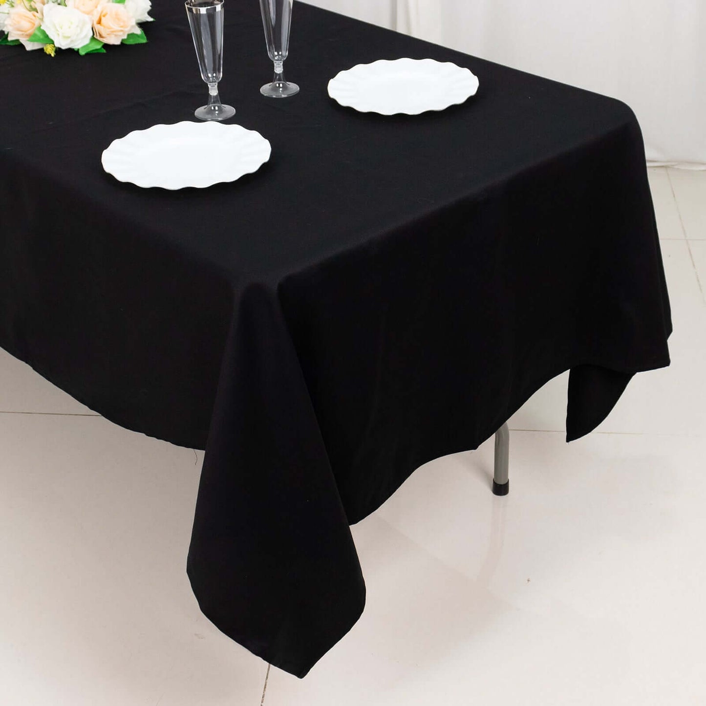 100% Cotton 60"x102" Rectangle Tablecloth Black Linen - Soft & Breathable Table Cover