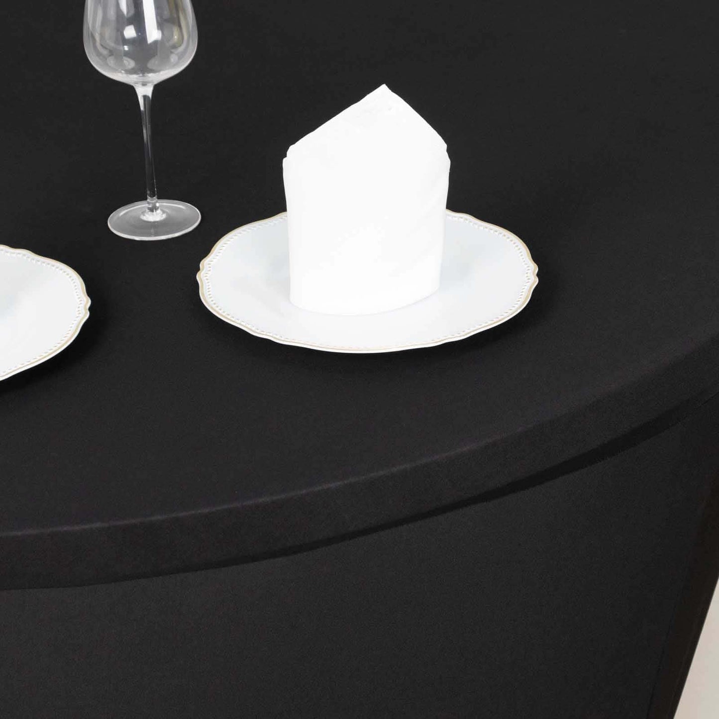 Stretch Spandex 6ft Round Tablecloth Black - Durable Form-Fitting Table Cover