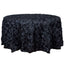 Satin 120" Round Tablecloth Black - Grandiose 3D Rosette with Seamless Finish Table Cover