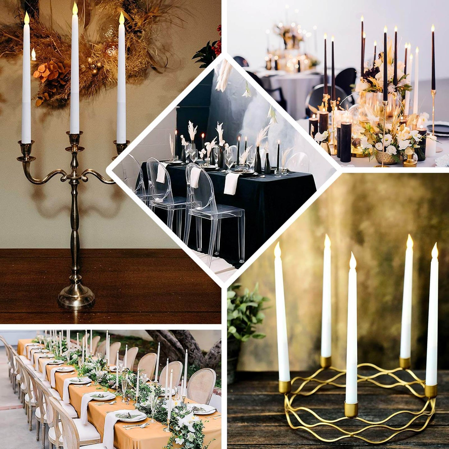 3-Pack LED Decorative Lighting Warm Flickering Black - Flameless Taper Candles 11"