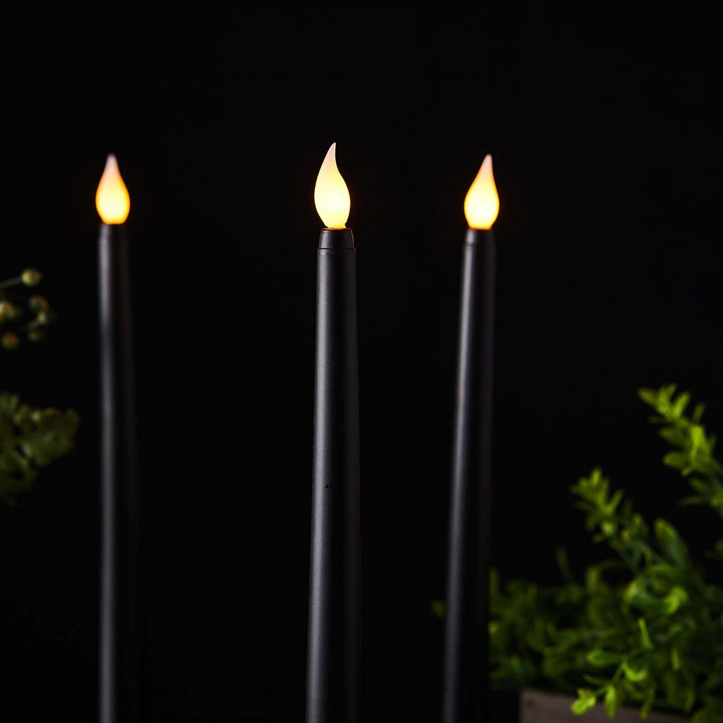 3-Pack LED Decorative Lighting Warm Flickering Black - Flameless Taper Candles 11"