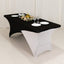 Stretch Spandex 72"x30" Rectangle Table Cover Black/White Cross Over Design - Versatile & Sleek Two-Piece Fitted Tablecloth with Elastic Foot Pockets