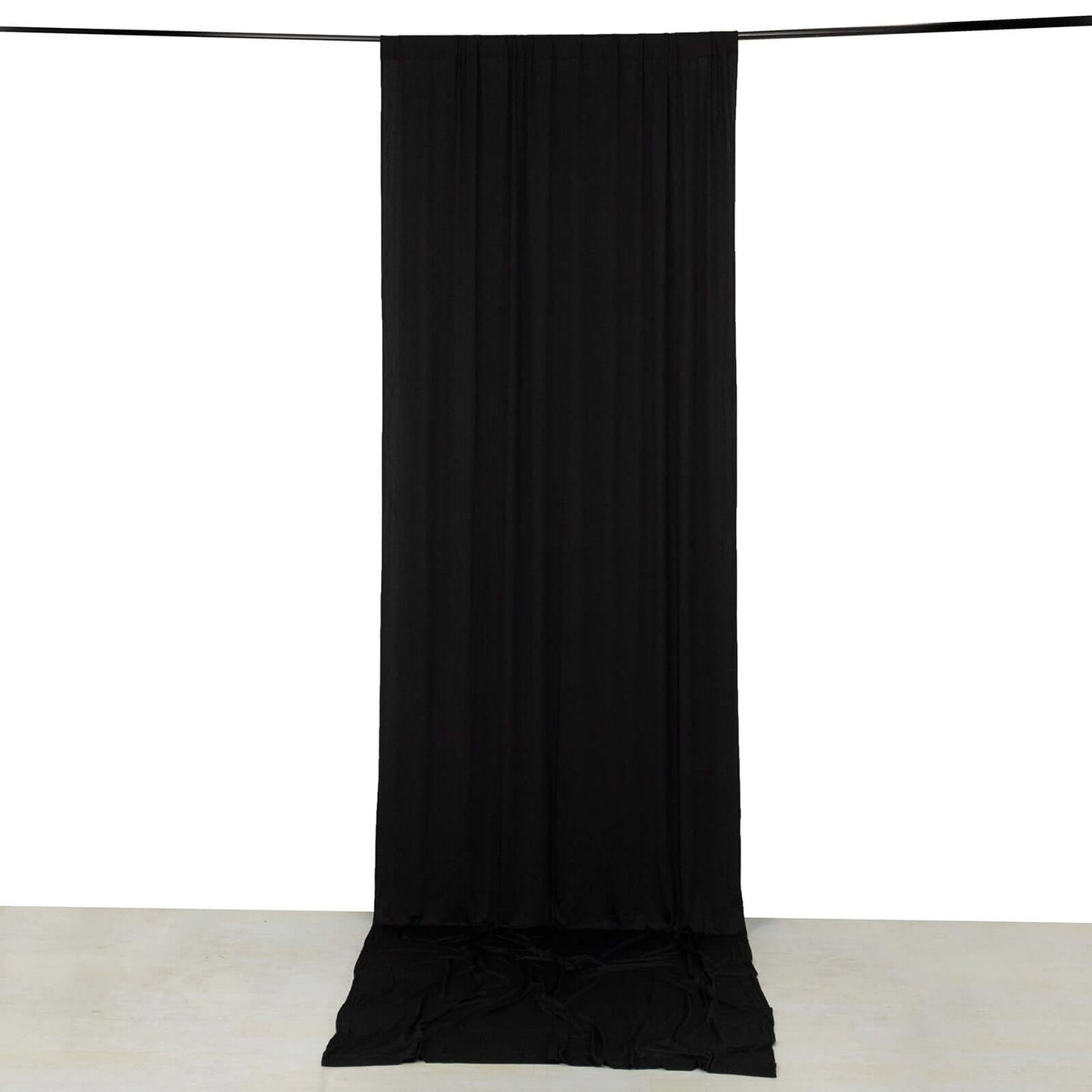 Black 4-Way Stretch Spandex Event Curtain Drapes, Wrinkle Free Backdrop Event Panel with Rod Pockets - 5ftx14ft