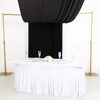 Black 4-Way Stretch Spandex Event Curtain Drapes, Wrinkle Free Backdrop Event Panel with Rod Pockets - 5ftx18ft