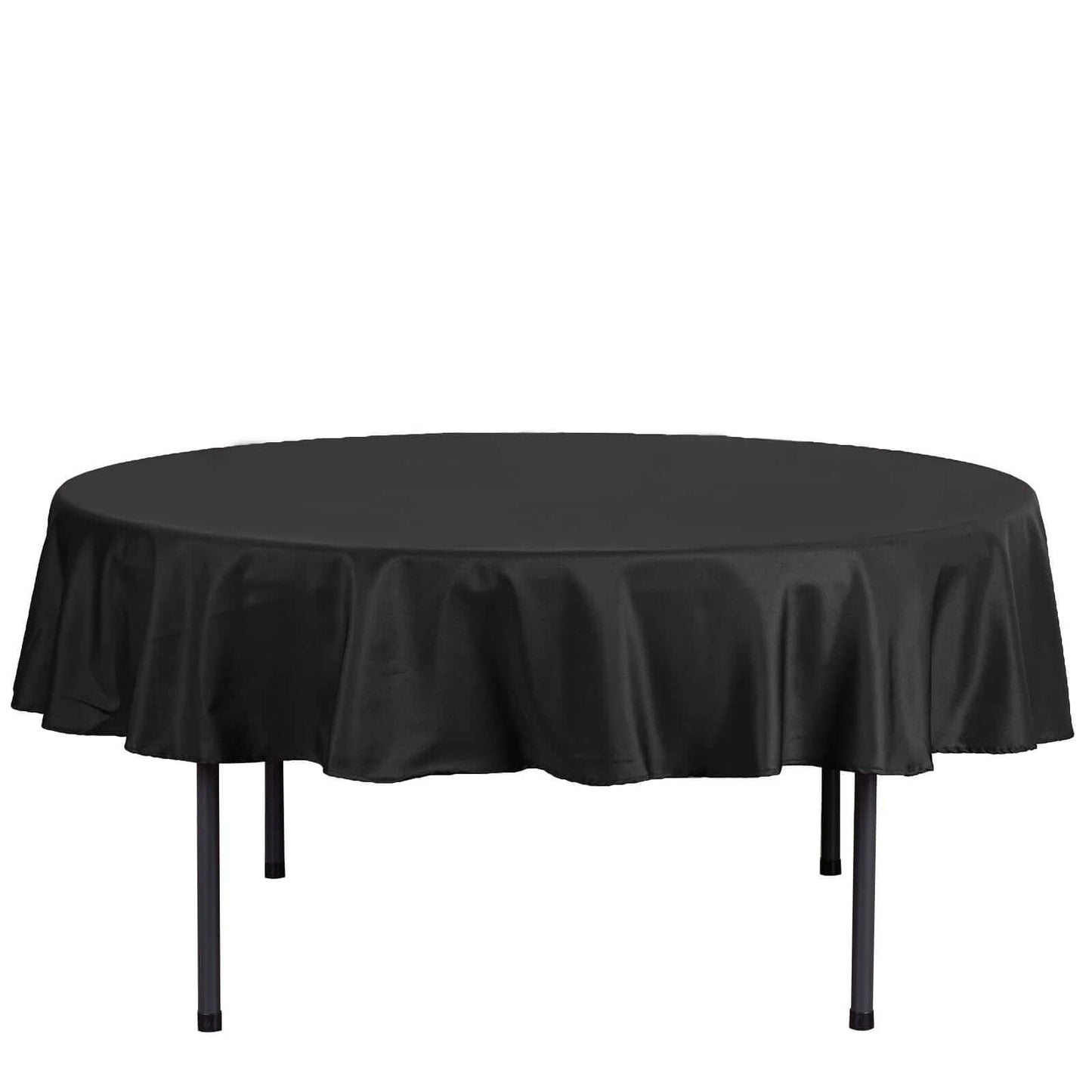 Polyester 70" Round Tablecloth Black - Durable & Wrinkle-Resistant Table Cover
