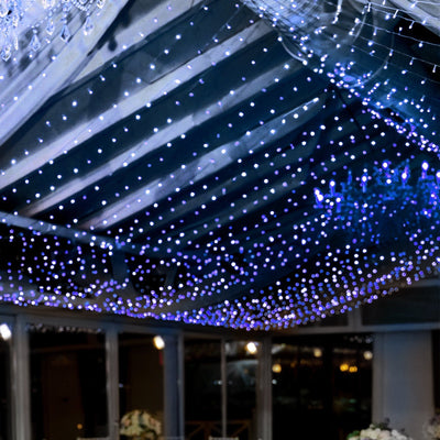 Blue 600 LED Twinkle Fairy Lights with 8 Modes Plug In Connectable Curtain String Lights - 10ftx20ft - LED