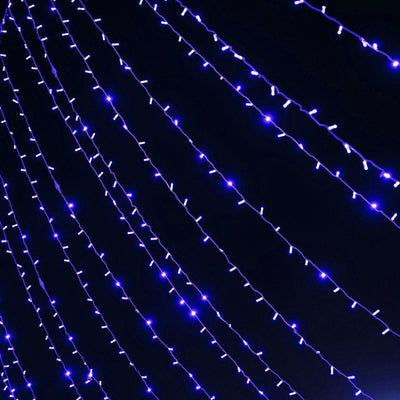 Blue 600 LED Twinkle Fairy Lights with 8 Modes Plug In Connectable Curtain String Lights - 10ftx20ft - LED
