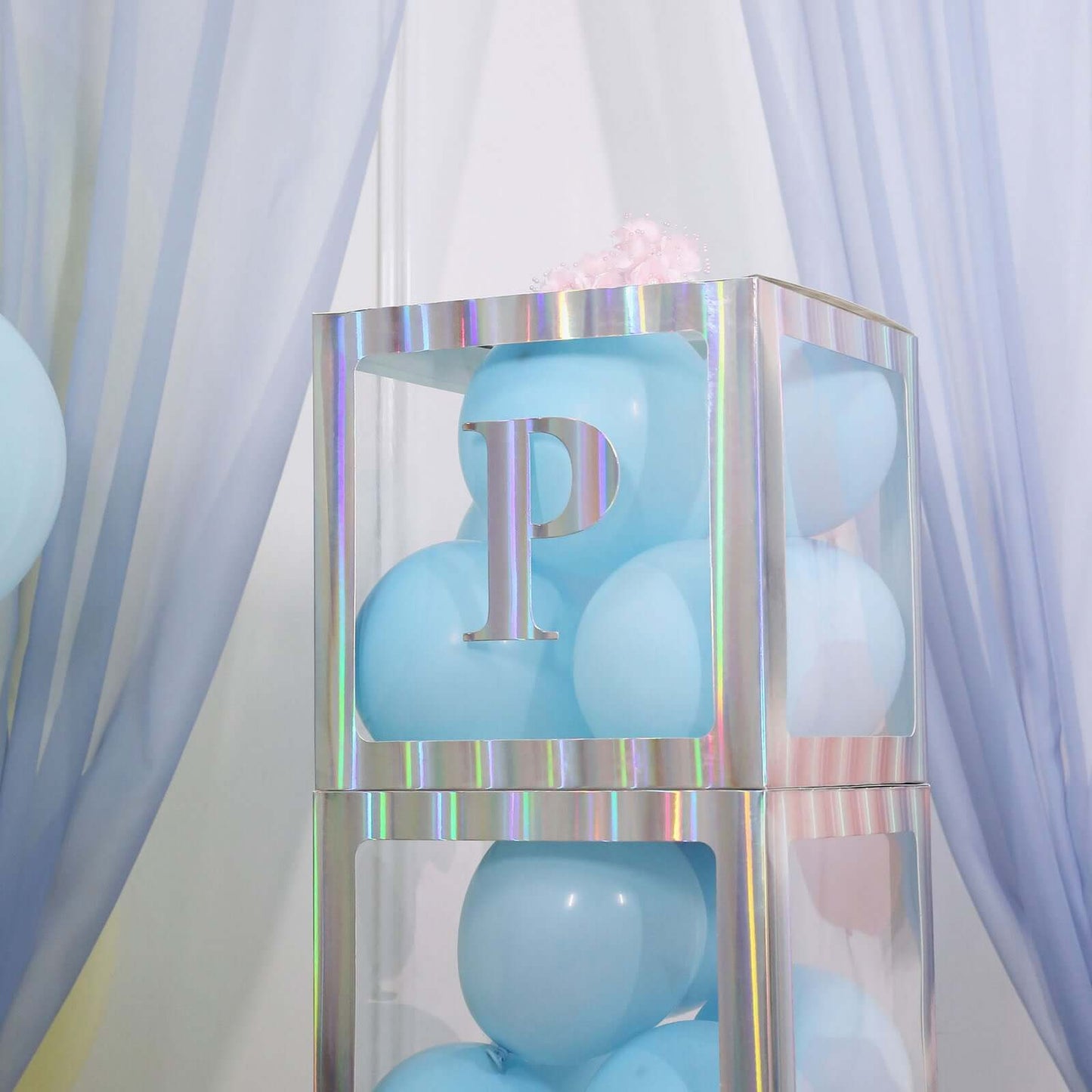 4 Pack 5" Iridescent Alphabet Stickers Banner, Customizable Stick on Letters - P