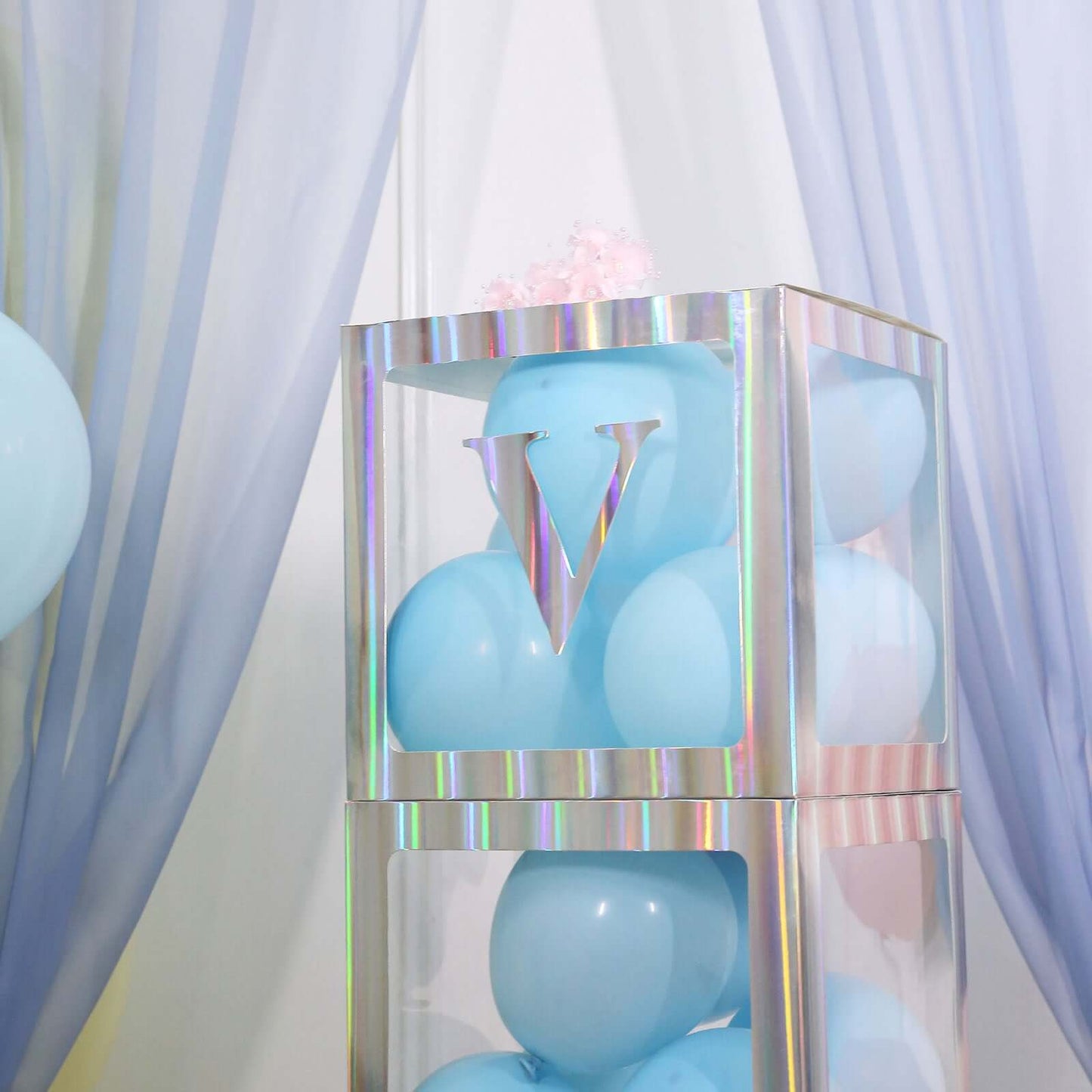 4 Pack 5" Iridescent Alphabet Stickers Banner, Customizable Stick on Letters - V