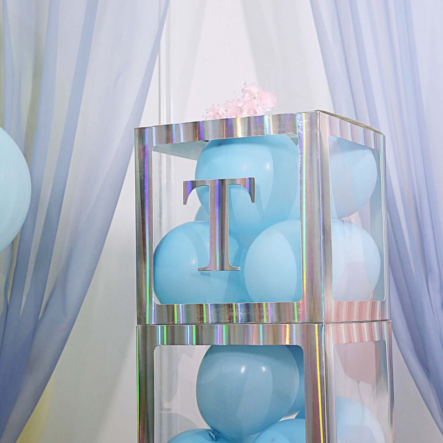 4 Pack 5" Iridescent Alphabet Stickers Banner, Customizable Stick on Letters - T