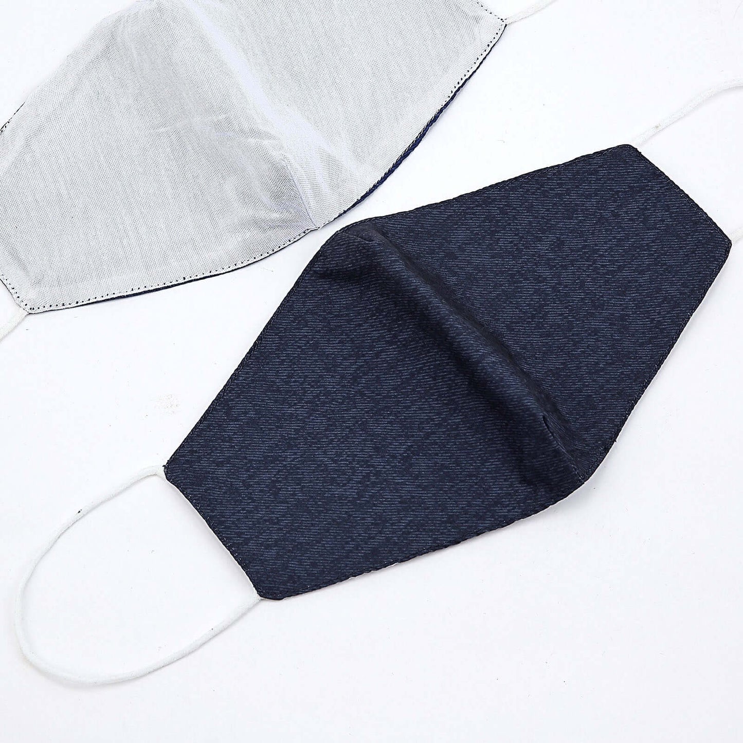 5 Pack 2 Ply Blue Denim Ultra Soft 100% Organic Cotton Face Masks, Reusable Fabric Masks With Soft Ear Loops