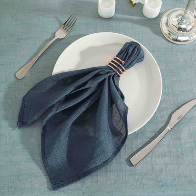 5 Pack Faux Linen 20"x20" Napkins Blue - Slubby Textured & Wrinkle Resistant Cloth Napkins