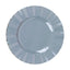 10-Pack Plastic 9" Round Dinner Plates in Dusty Blue Ruffled Rim with Gold Edging - Sturdy Disposable Dinnerware