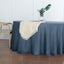 Faux Linen 120" Round Tablecloth Blue - Slubby Texture Wrinkle-Resistant Seamless Table Cover
