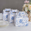 25 Pack White Blue Candy Gift Tote Gable Boxes in French Toile Pattern, Party Favor Treat Boxes - 6"x3.5"x7"