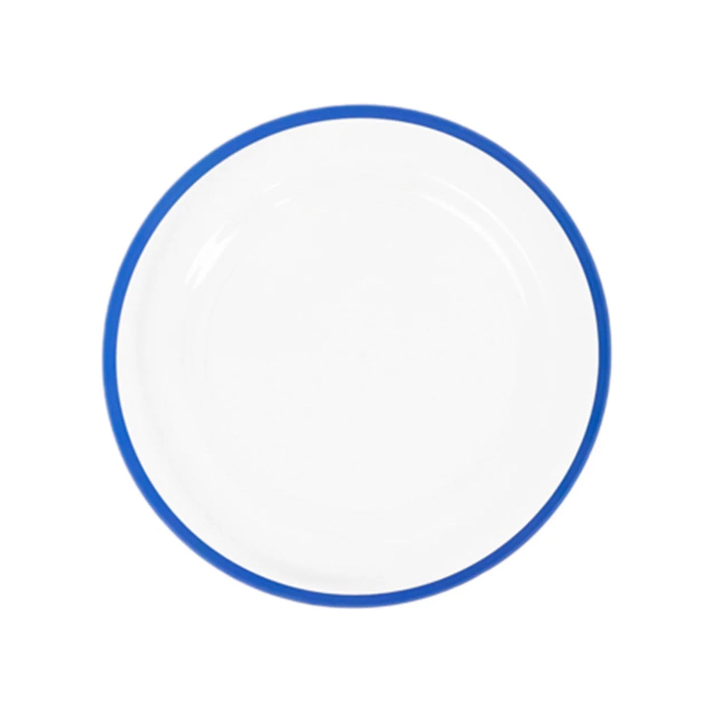10-Pack Plastic 10" Round Dinner Plates in Clear with Blue Rim - Disposable Party Plates for Classy Banquets & Special Occasions