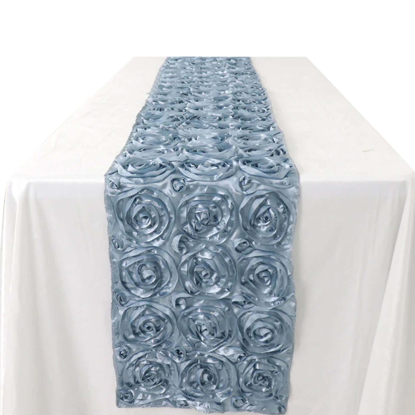 Rosette Satin 14"x108" Table Runner Dusty Blue - Grandiose Design
